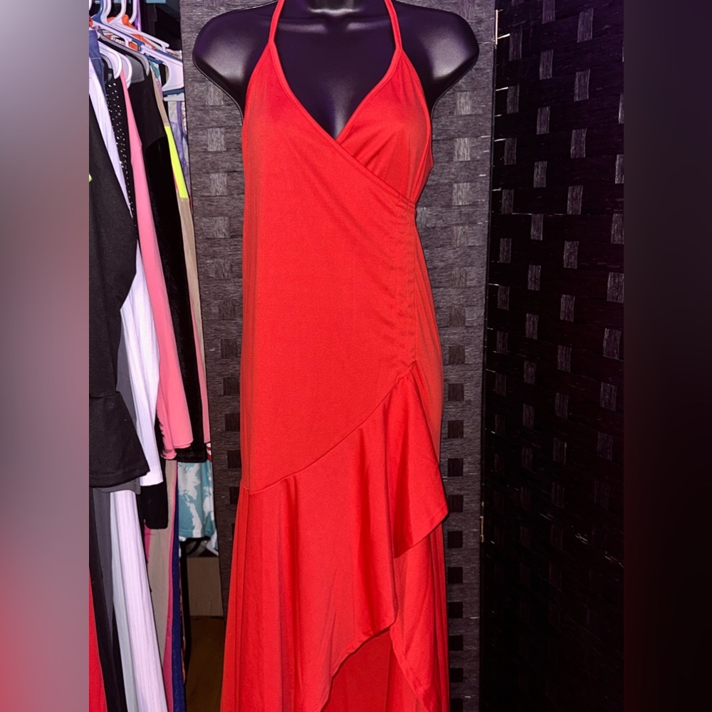 Red S Ruched Dress